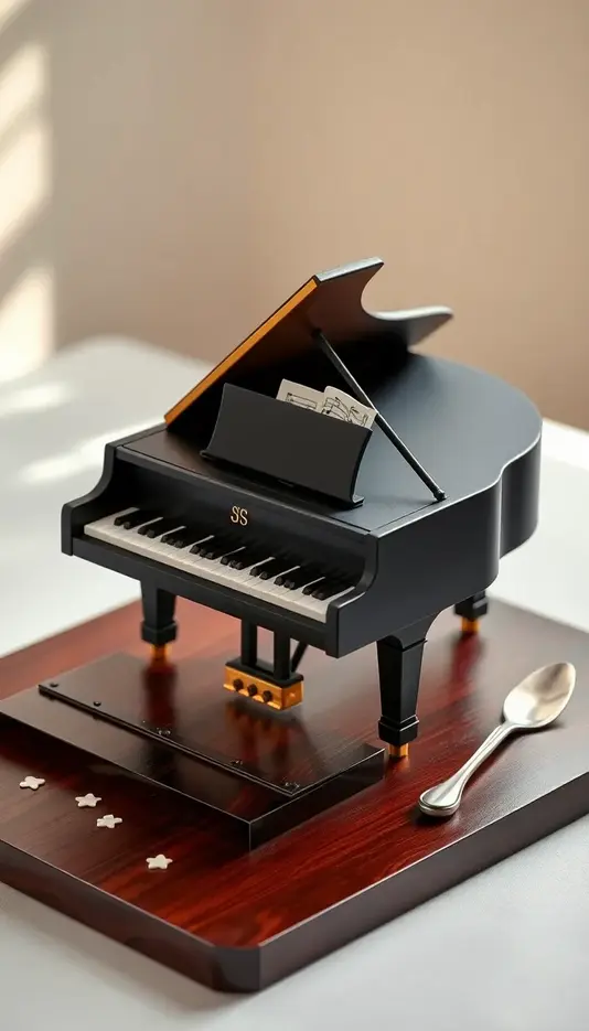 3D Baby Grand Piano Cake Design