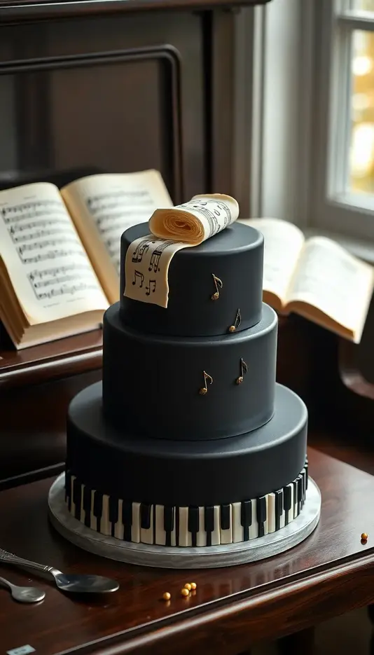Vintage Piano Inspired Cake Tiers