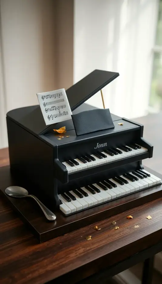 Piano Cake Featuring a Musical Score