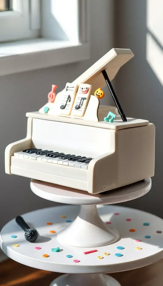 Cartoon Style Piano Cake for Kids