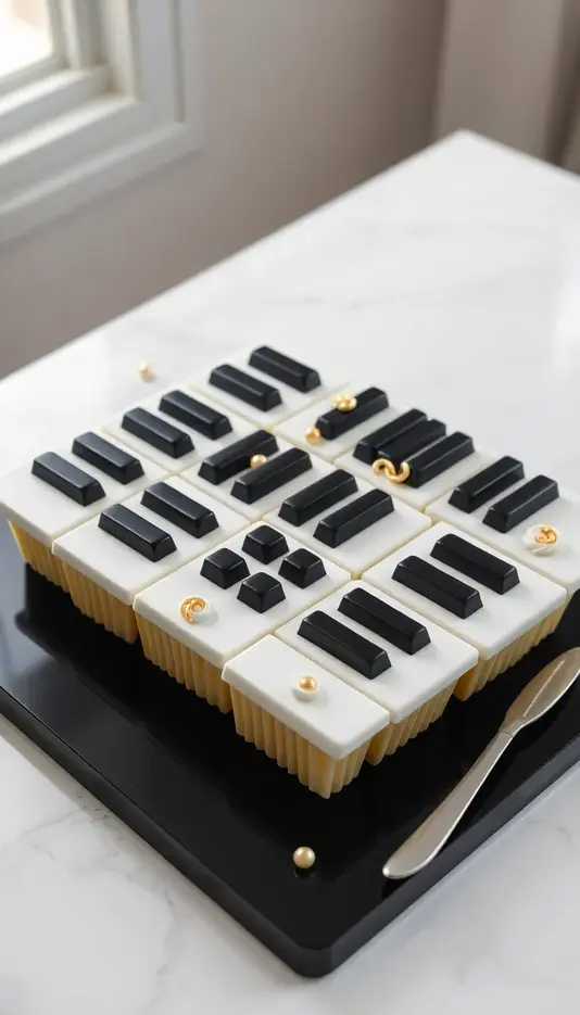 Piano Keyboard Cupcake Arrangement