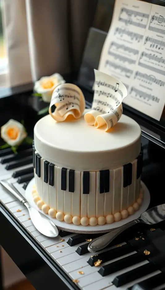 Personalized Piano Sheet Fondant Toppers