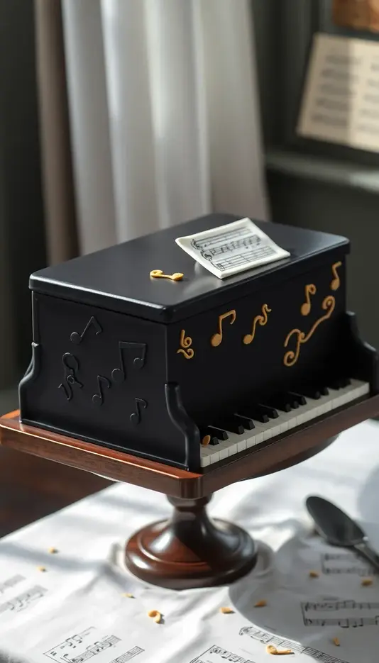 Piano Cake with Musical Clef Decorations