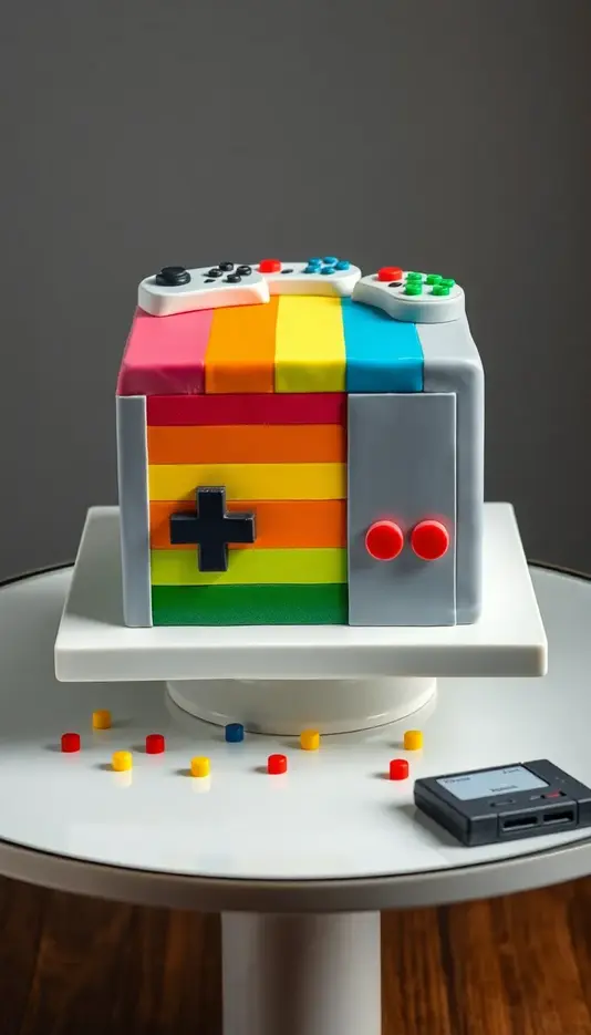 Colorful Rainbow Console Cake