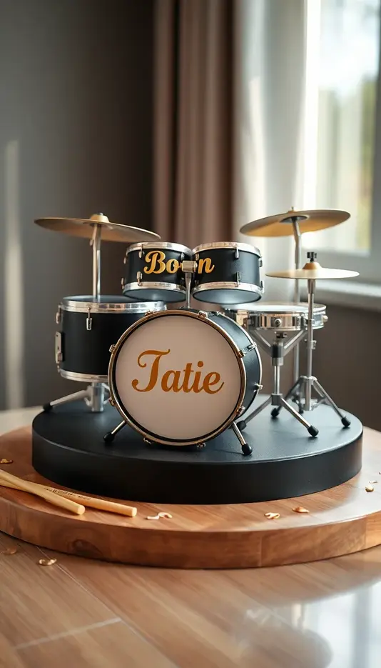 Personalized Name on Drum Set Cake