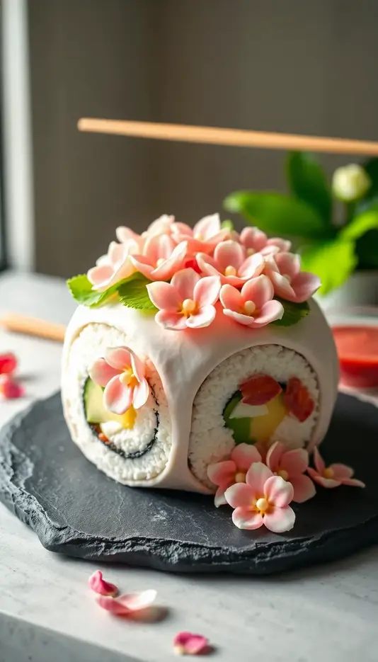Cherry Blossom Sushi Roll Cake