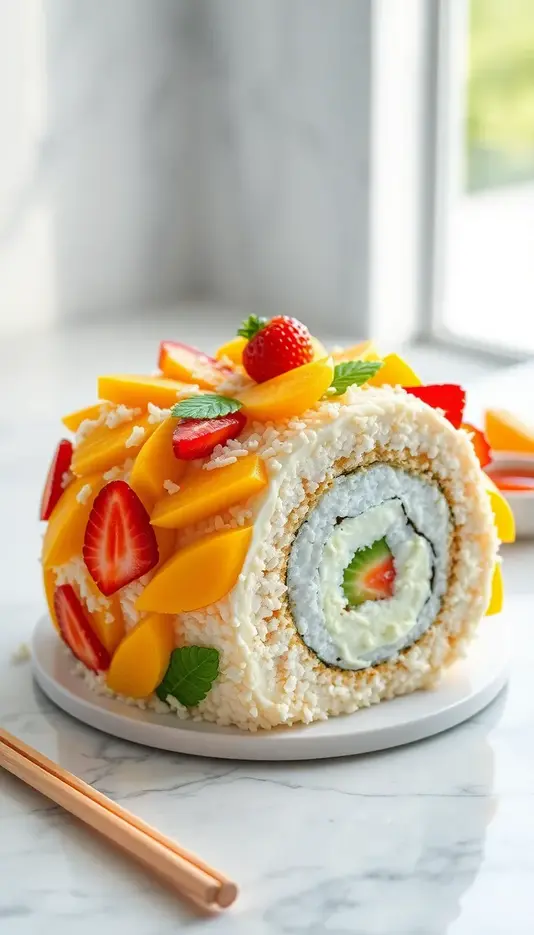 Tropical Fruit Sushi Roll Cake