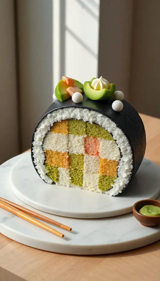 Checkerboard Sushi Roll Cake