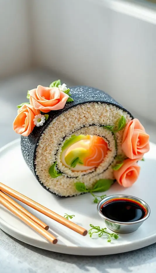 Floral Swirl Sushi Roll Cake