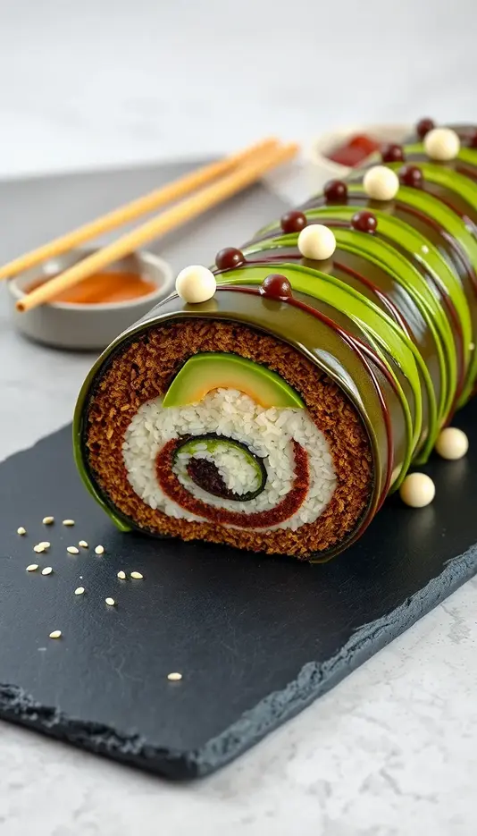 Chocolate and Matcha Sushi Roll Cake