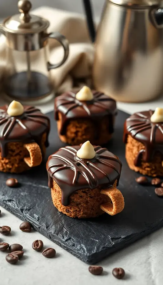 Mini Espresso Cup Cakes with Chocolate Drizzle