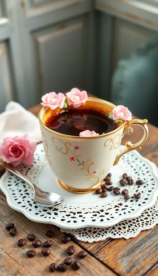 Vintage Flowered Teacup Coffee Cake