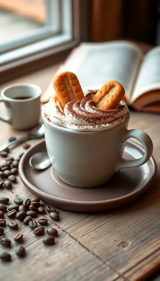 Coffee Cup Cake with Mini Biscotti Decoration