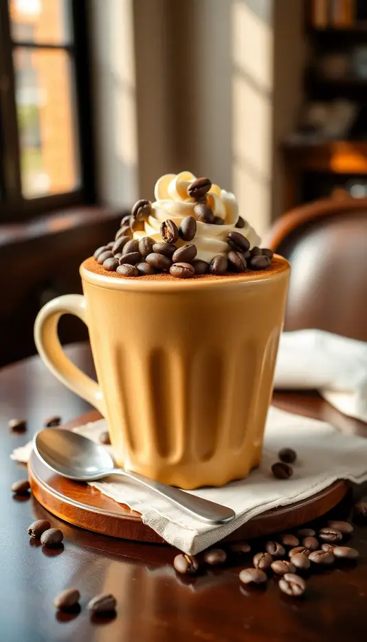 Coffee Cup Cake with Fondant Coffee Beans