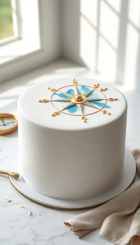 Watercolor Compass Cake Art