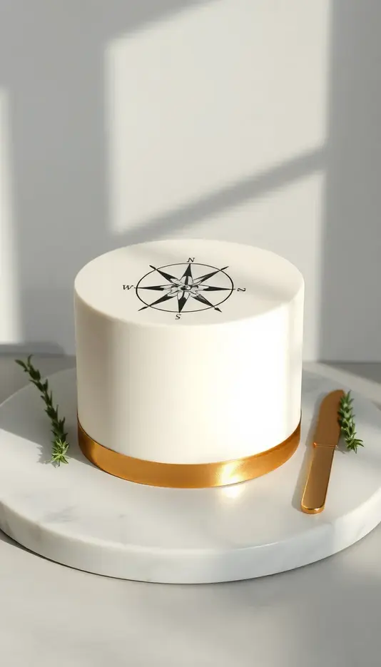 Minimalist Compass Outline Cake