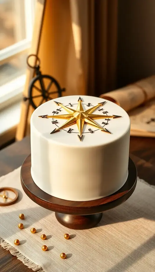 Gold Accented Compass Cake