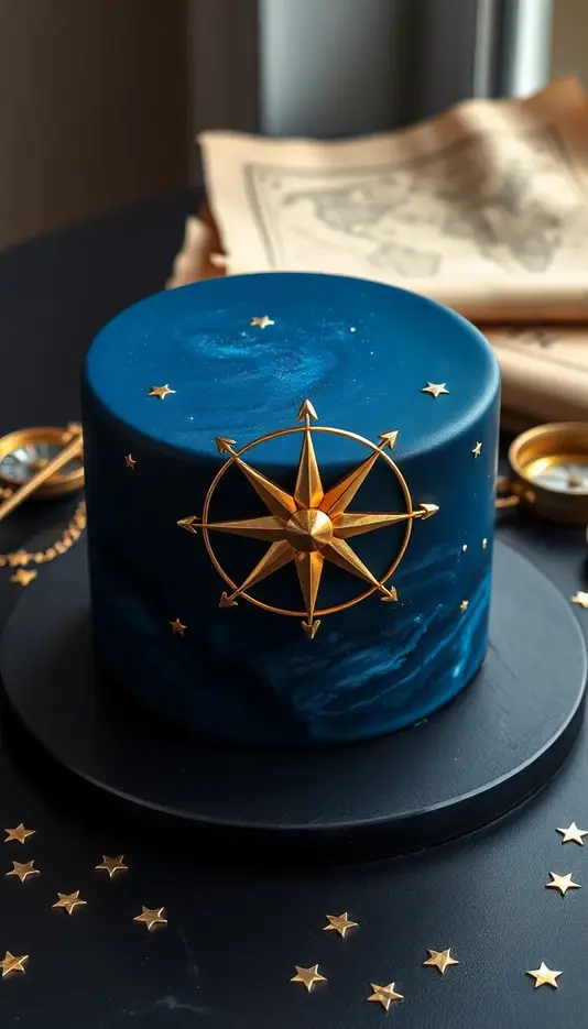 Galaxy Inspired Compass Cake