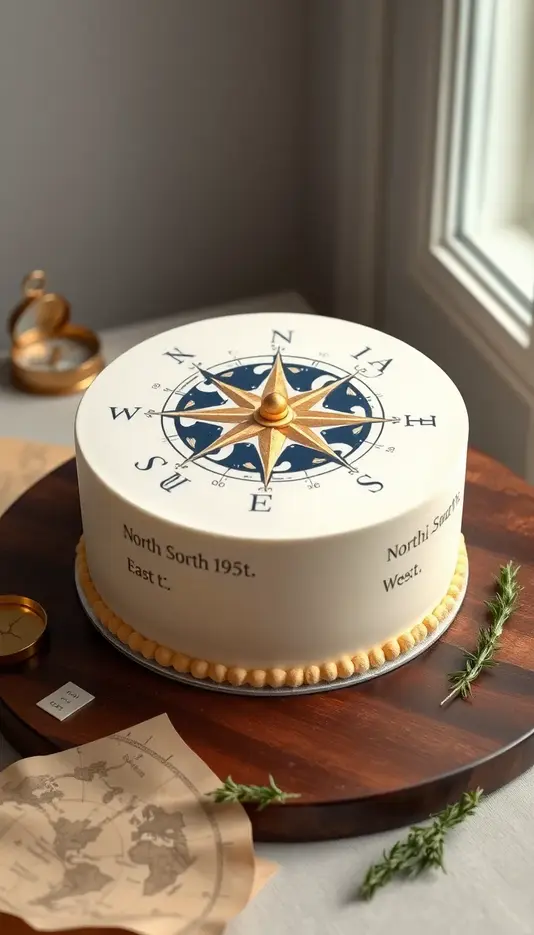 Compass with Directional Quotes Cake