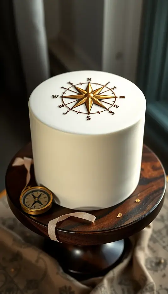 Hand-Painted Compass Cake