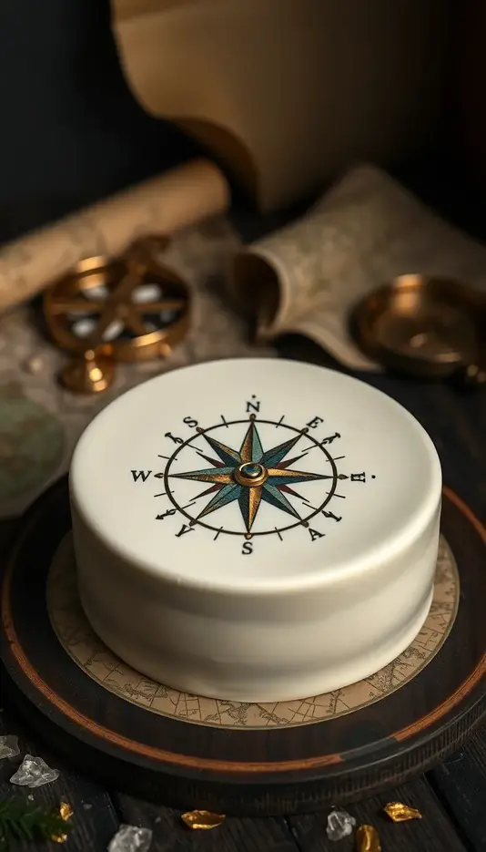 Compass Cake with Maps Background