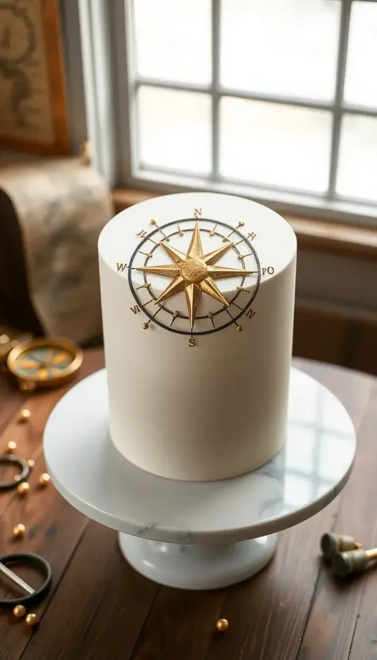 Edible Compass Rose Topper Cake