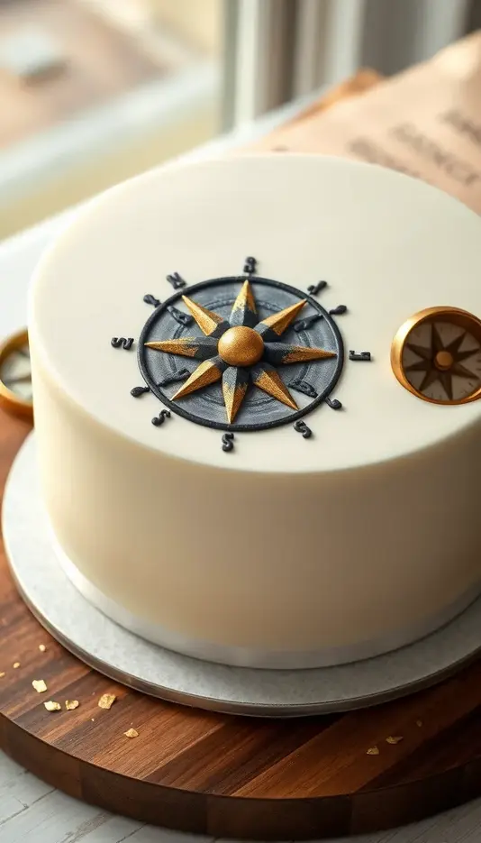Compass Cake with Compass Needle Detail