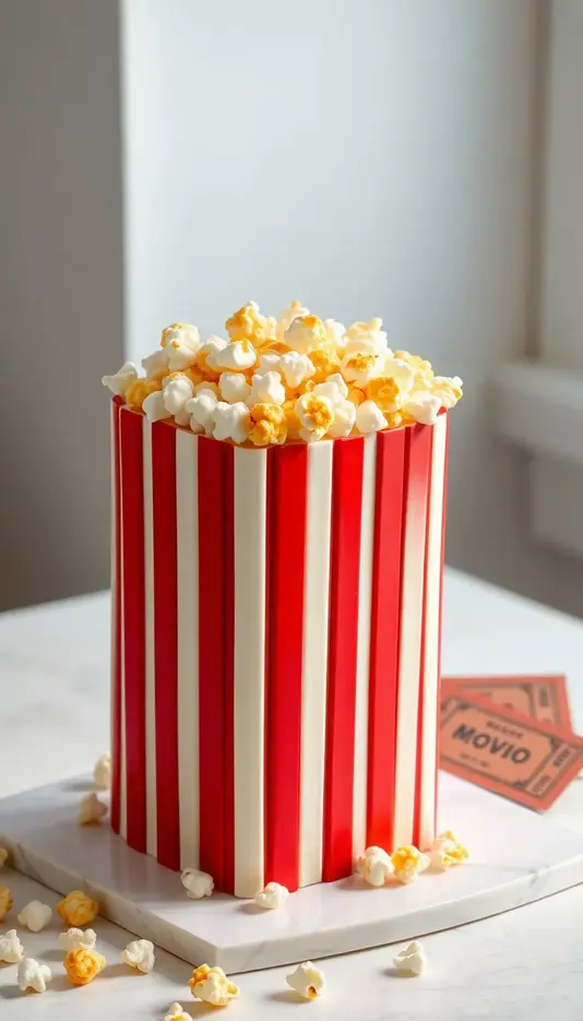 Popcorn Box Cake Featuring Sweet Popcorn Clusters