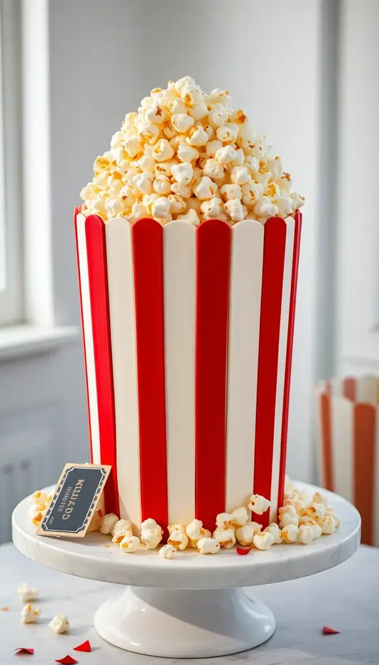 Giant Popcorn Box Cake for Birthday Celebrations