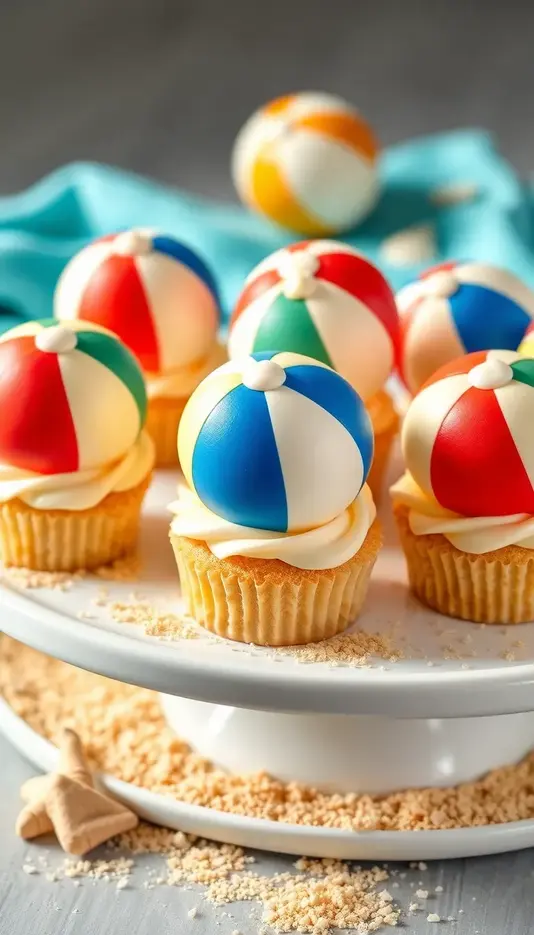 Miniature Beach Ball Cupcake Toppers