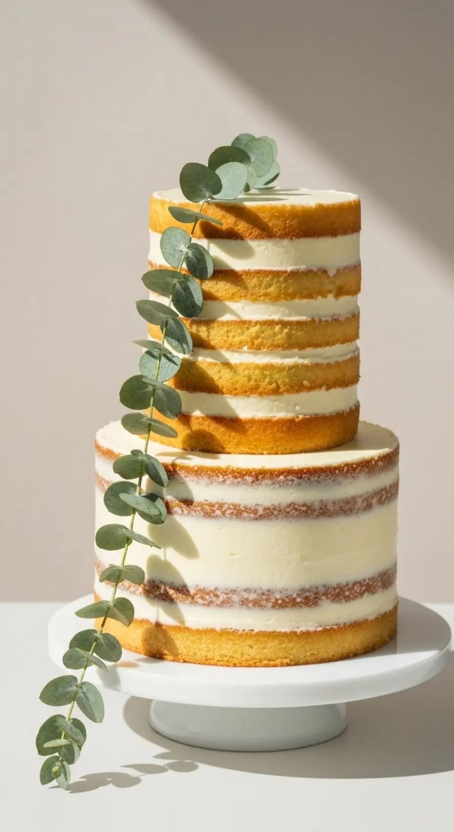Cascading Eucalyptus Naked Cake