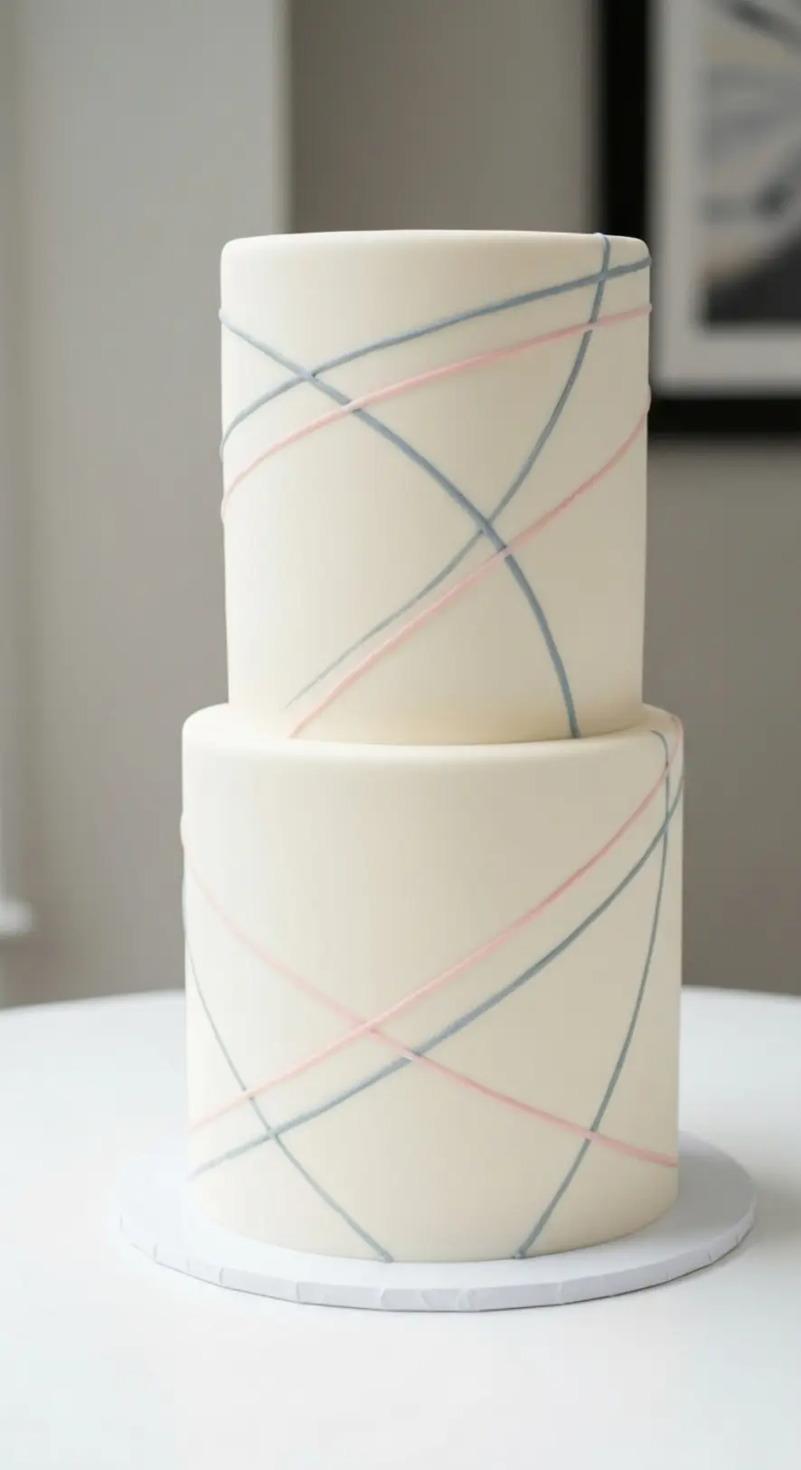 Hand-Painted Subtle Lines Cake