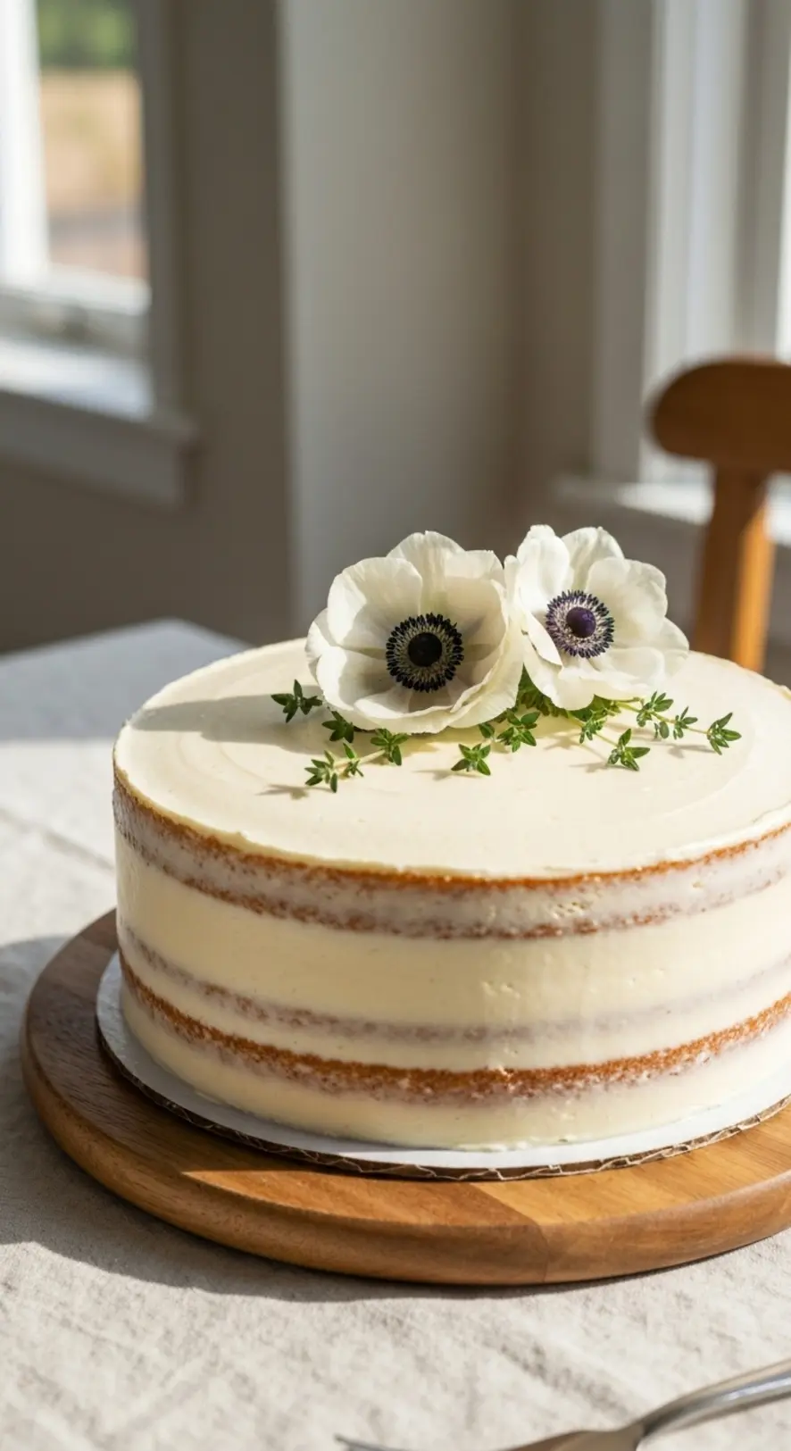 Lemon Thyme Drip Cake with Minimal Decorations