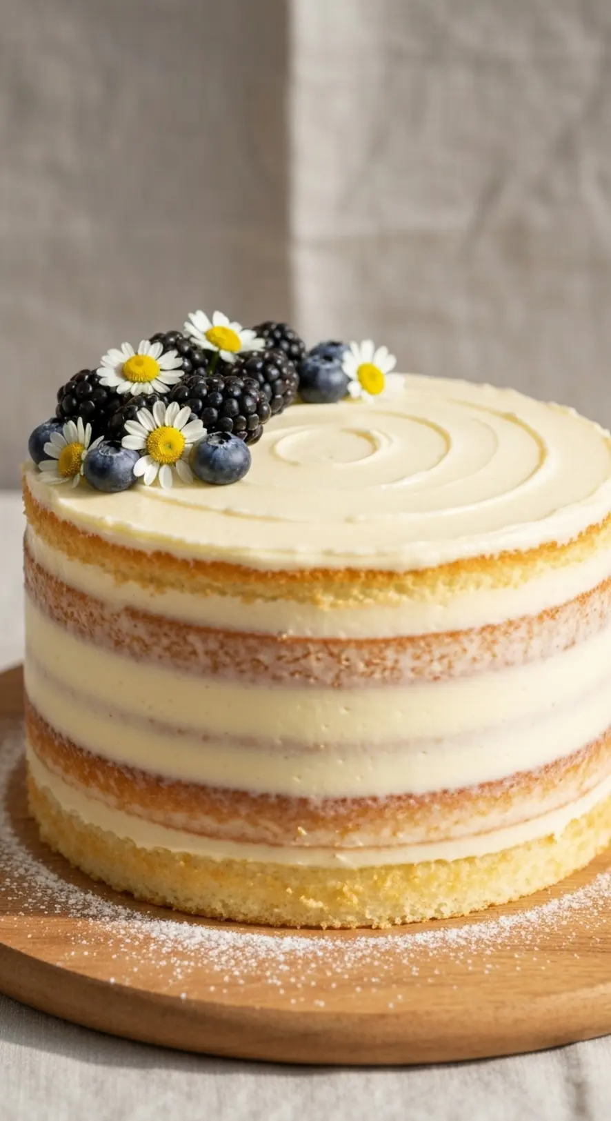 Ivory Cake Topped with Succulent Accents