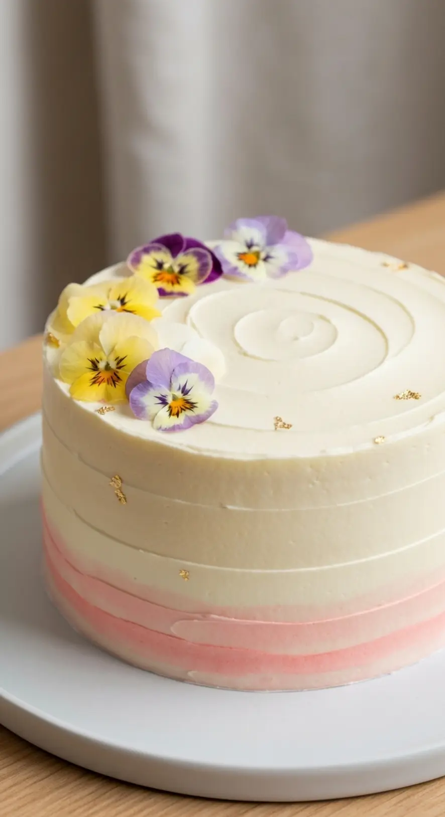 Pressed Pansy Blooms on Vanilla Frosting