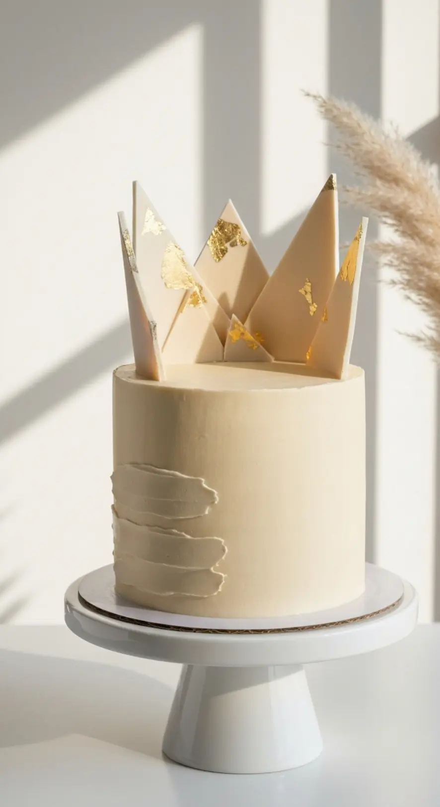 Beige and Gold Geometric Edge Cake