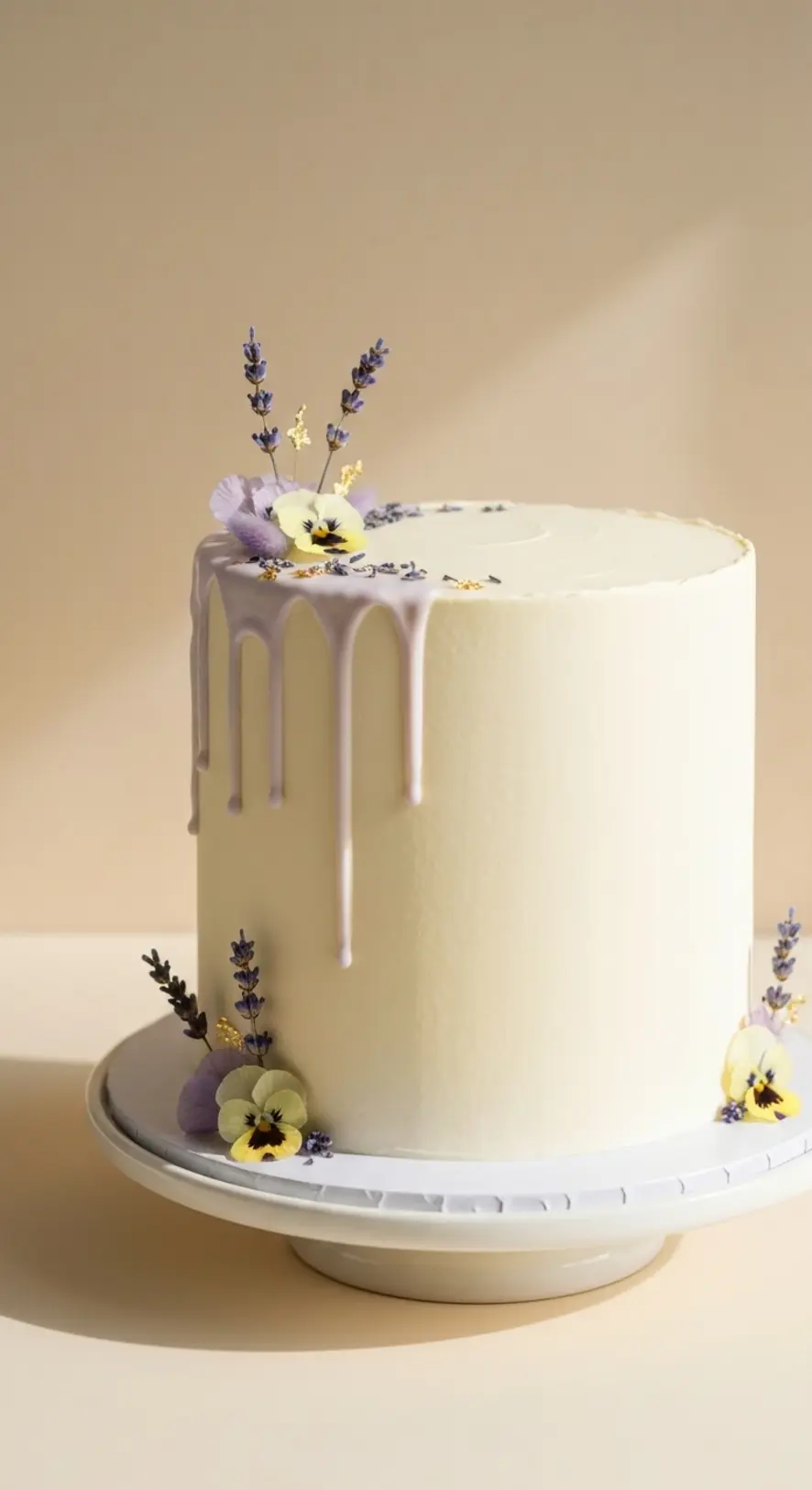 Lavender Drip and Dried Flower Cake