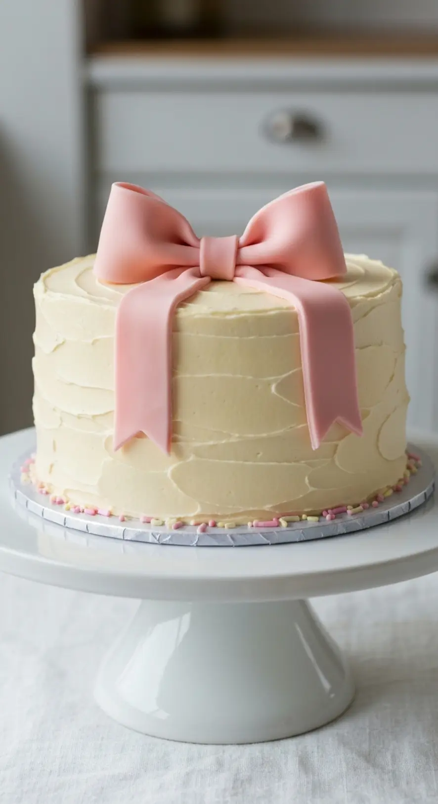 Minimalist Fondant Bow Cake