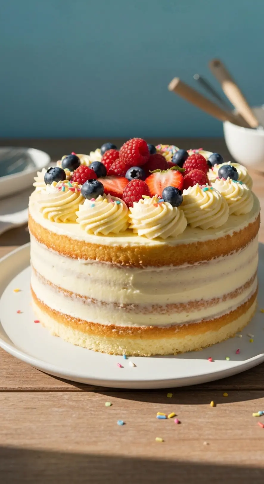 Fresh Berry Topped Naked Cake