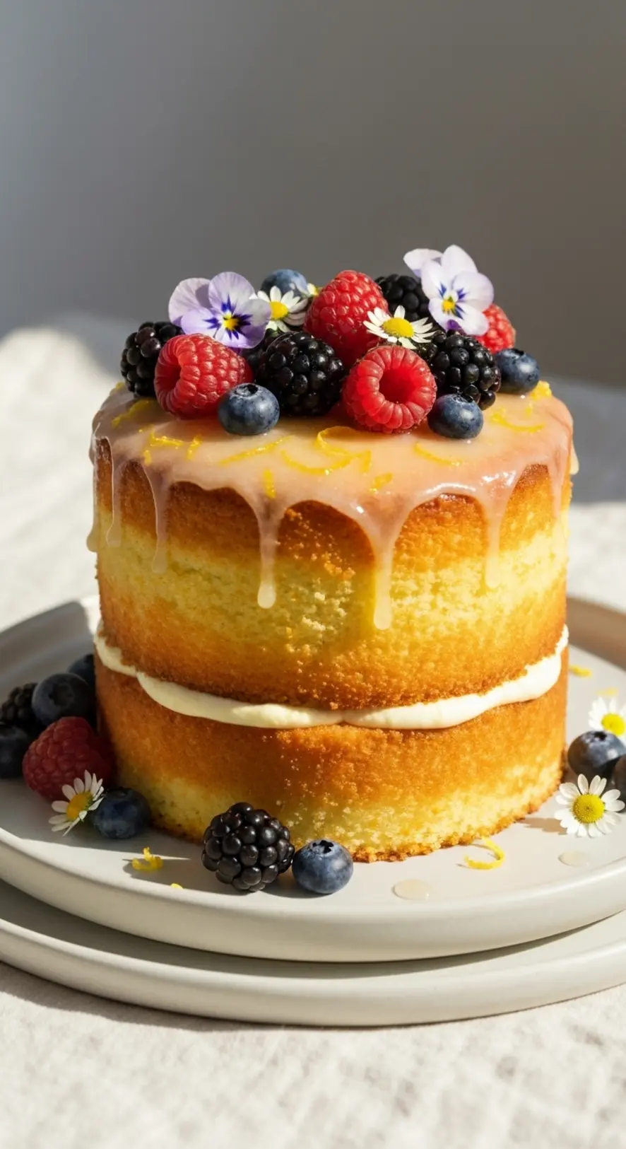Lemon Drizzle with Fresh Berries