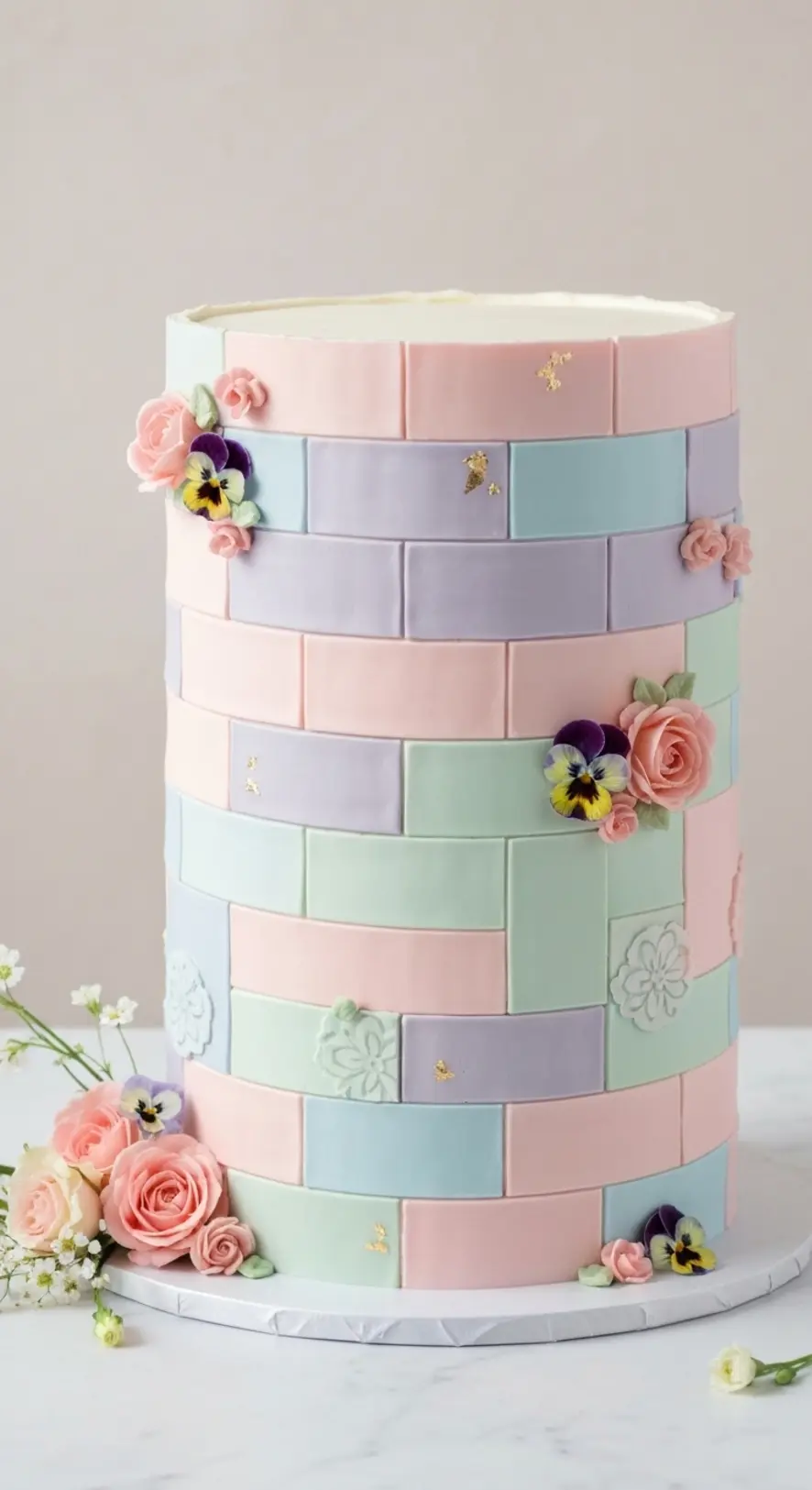 Pastel Mosaic With Delicate Floral Accents