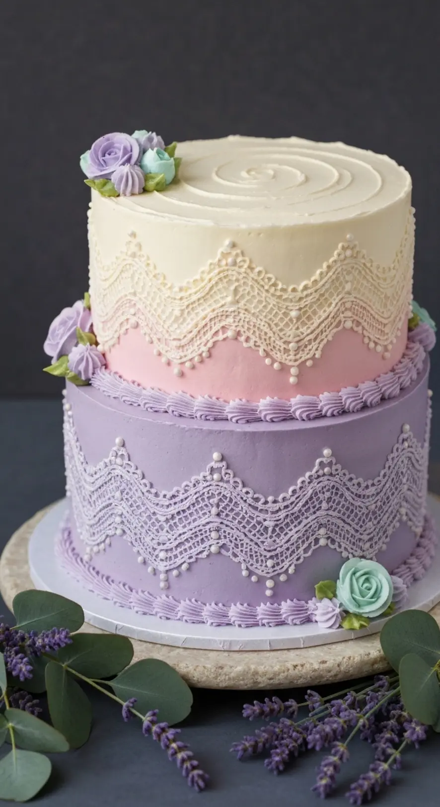 Textured Lavender Lace-Inspired Piping
