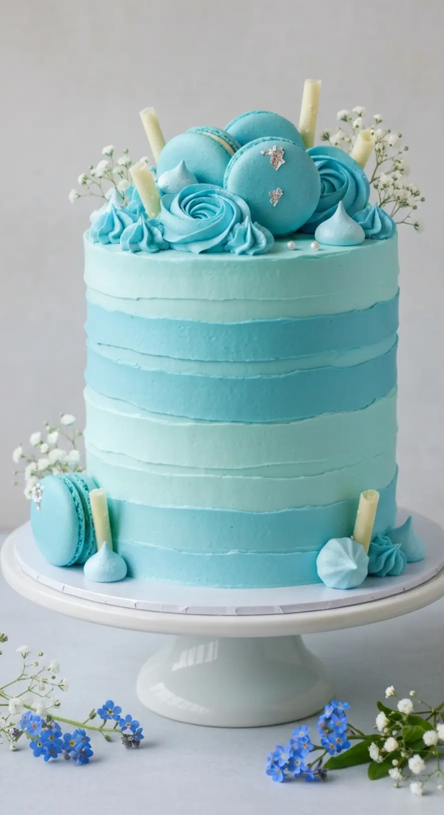 Monochrome Blue Ombre With Macarons