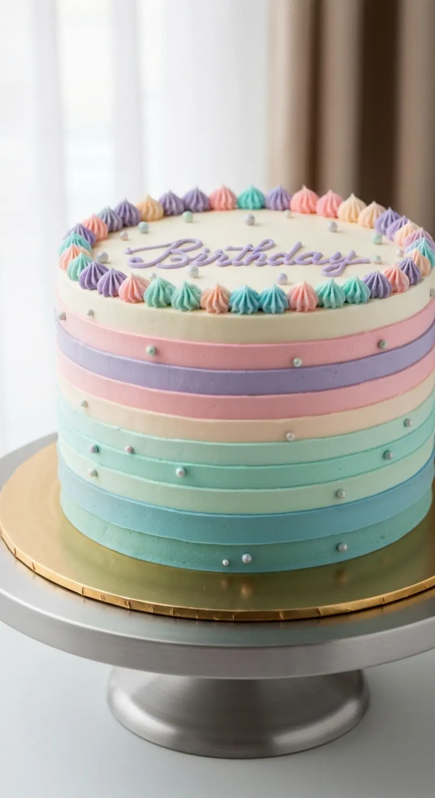 Pastel Rainbow Striped Cake