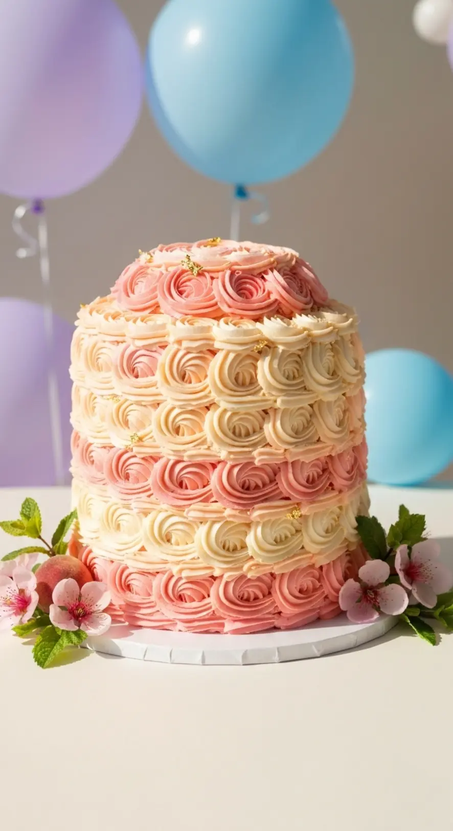 Peach Rosette Ruffle Cake