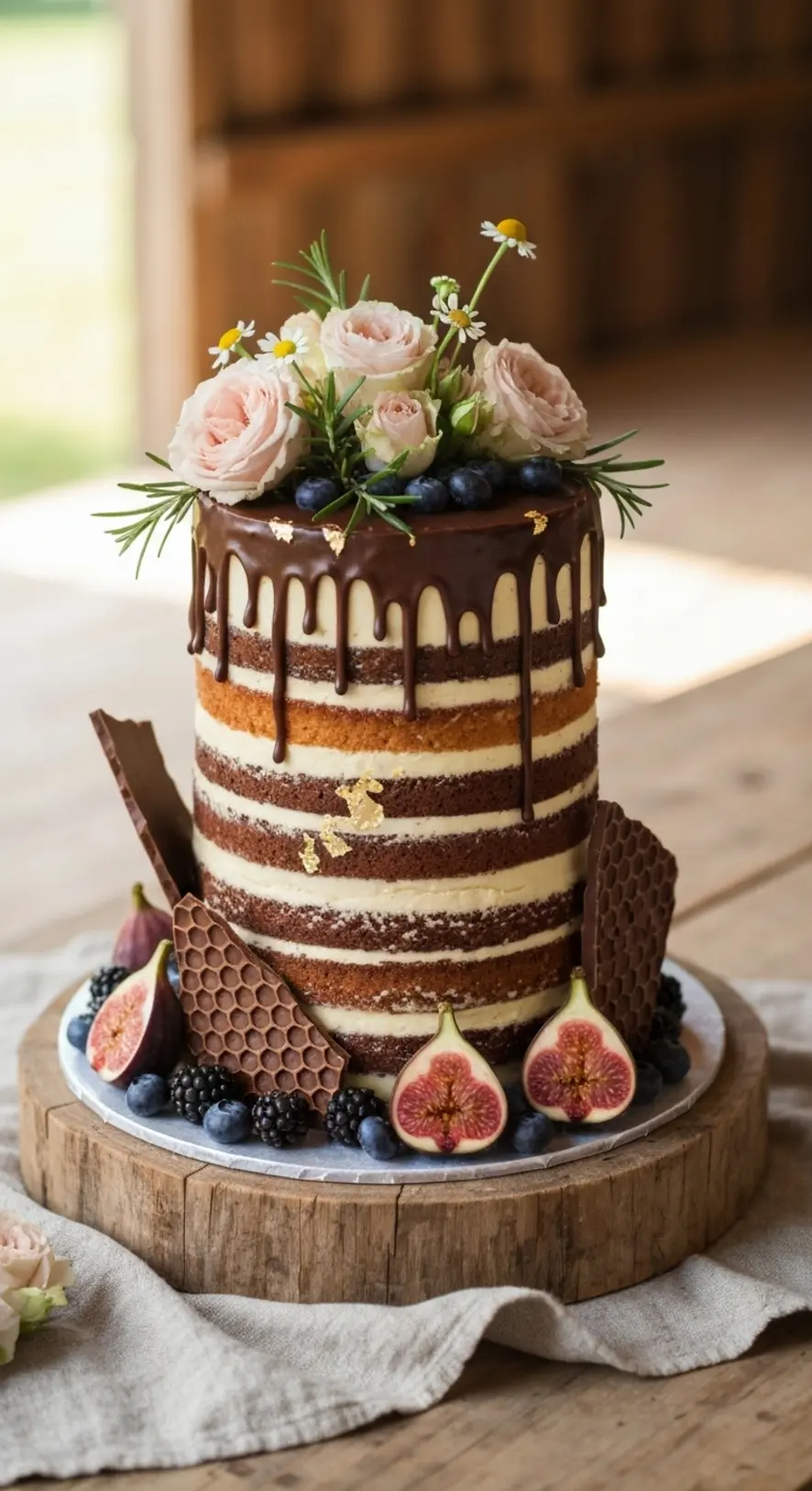Chocolate Ganache Cake with Gold Leaf Touches
