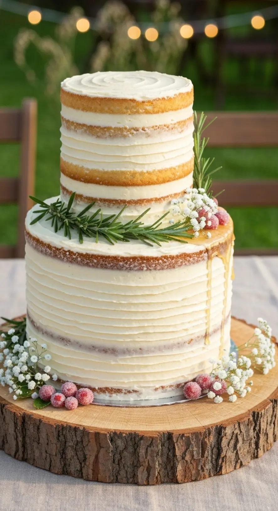 Textured Buttercream Cake with Rosemary Accents