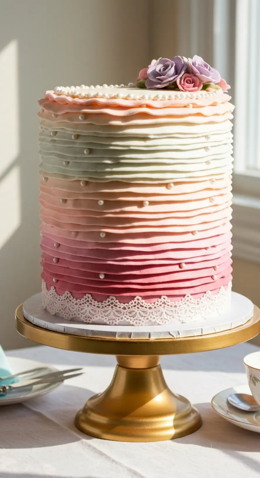 Soft Ombre Ruffle Cascade