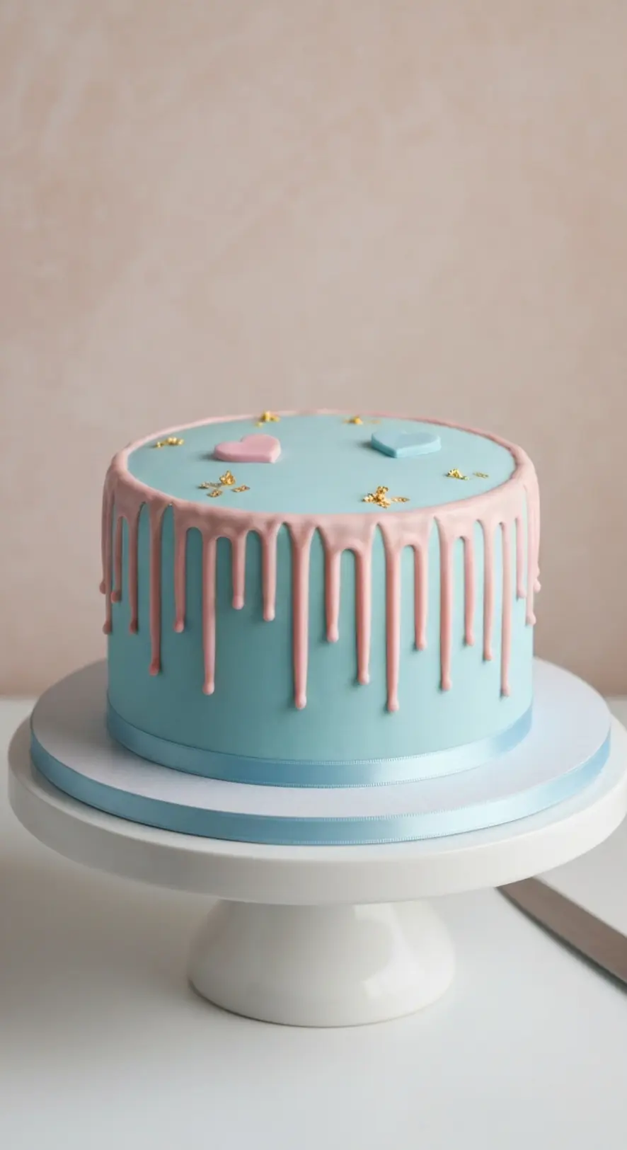 Classic Blue and Pink Drip Cake