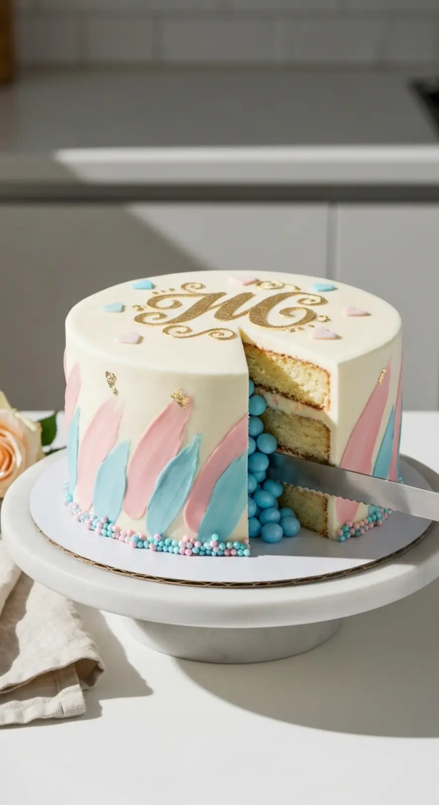 Monogrammed Reveal Cake
